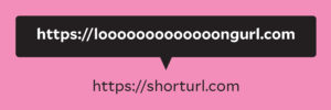 A long URL shortened to a shorter URL