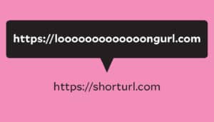 A long URL shortened to a shorter URL